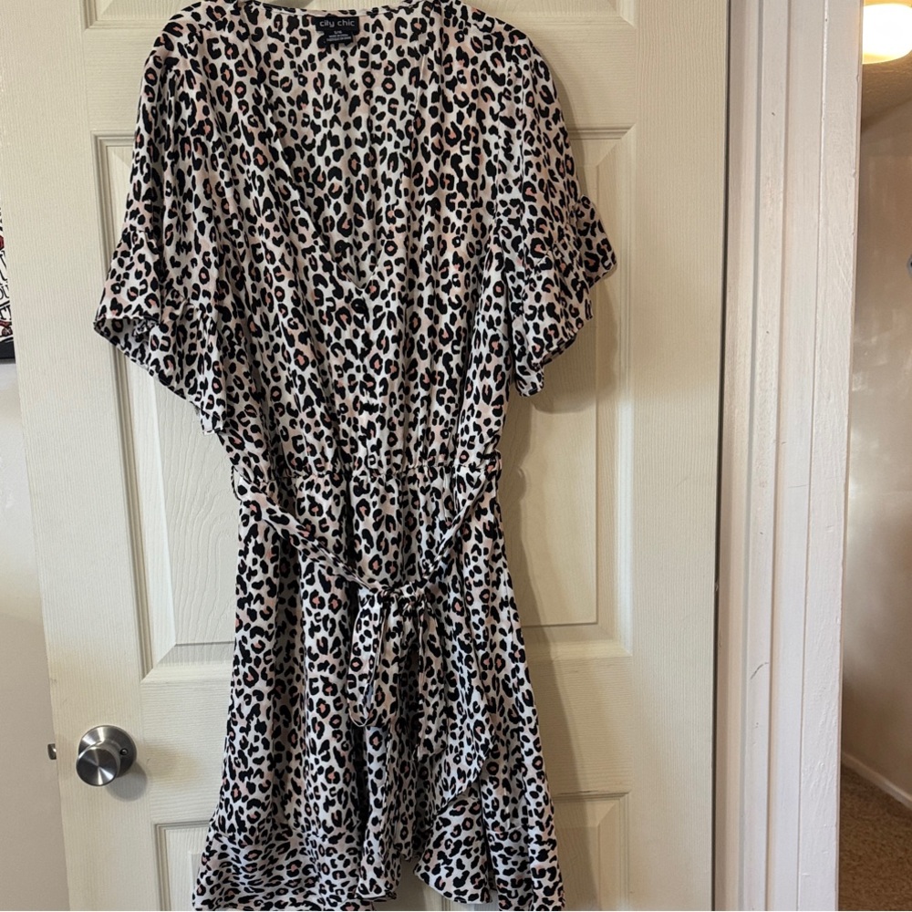City Chic Black and White Leopard Mini Dress
